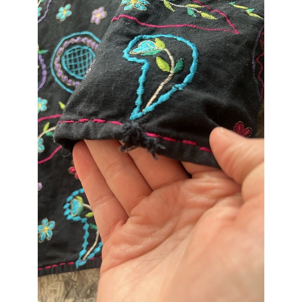 Units Petite Small Jacket Linen Blend Embroidered Floral Paisley Boho Festival - Picture 4 of 4
